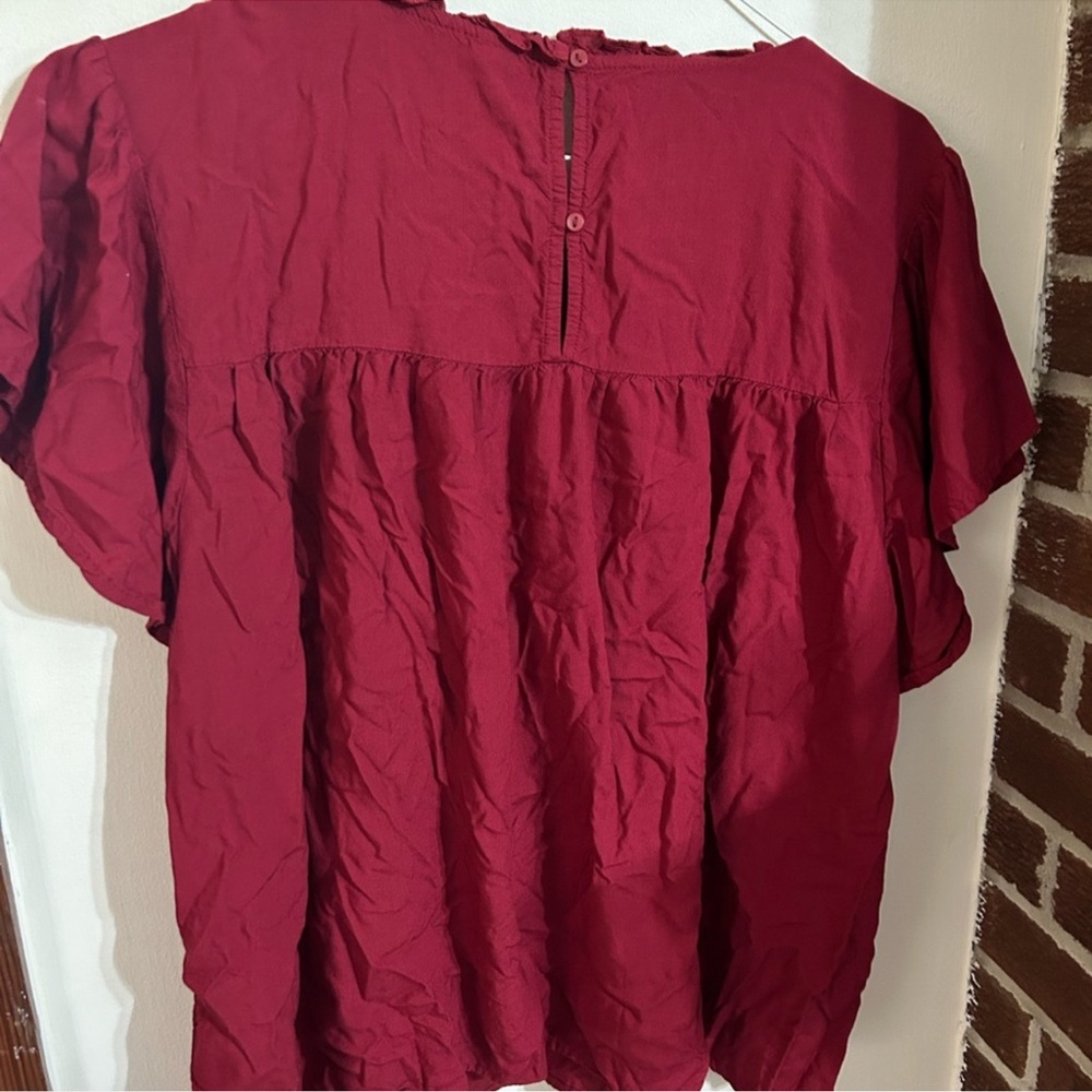 Old Navy women's size xxl tall maroon red colored blouse flutter sleeve - Picture 4 of 5